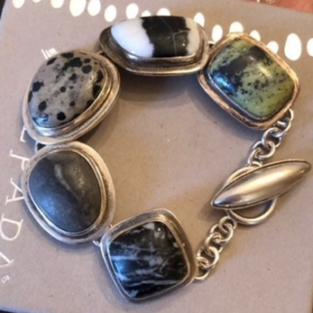 Vintage Silpada Sterling Silver Natural Jasper Stone Bracelet B0617 - Picture 4 of 15